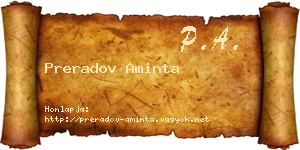 Preradov Aminta névjegykártya
